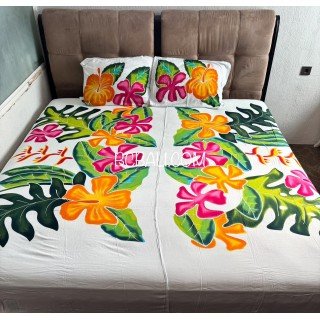 Bedsheet Rayon Hand Painted Beautiful Design Originally by Balinese Artisans